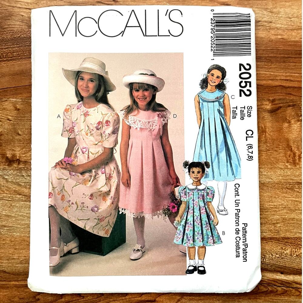 UNCUT Vintage 1990s McCalls 2052 Sewing Pattern Girls Size S-M Midi Dress